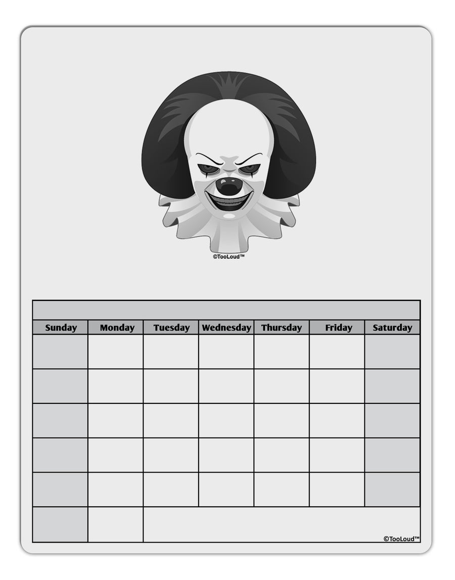 Scary Clown Grayscale Blank Calendar Dry Erase Board-Dry Erase Board-TooLoud-White-Davson Sales