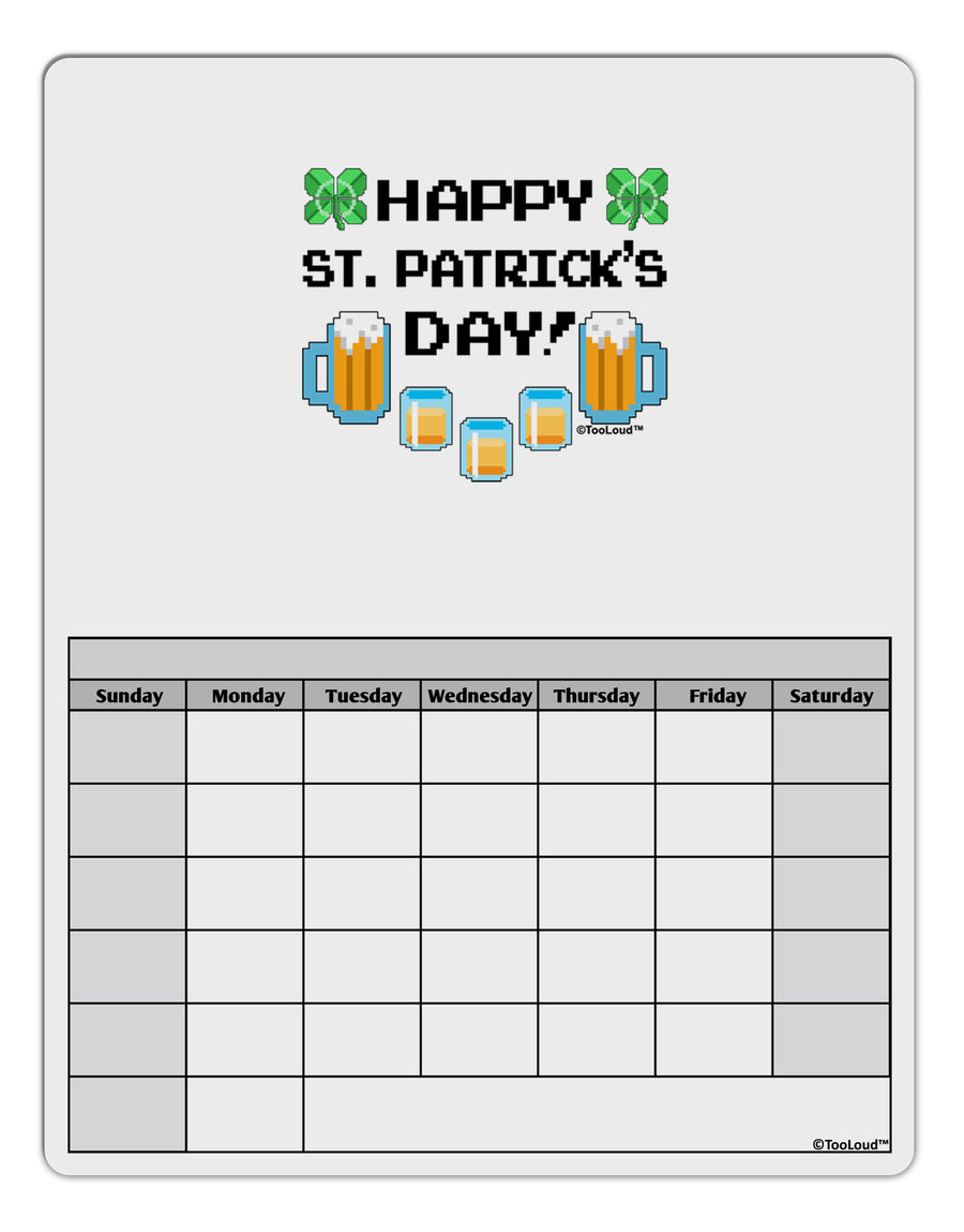 Pixel Happy St Patricks Day Blank Calendar Dry Erase Board-Dry Erase Board-TooLoud-White-Davson Sales