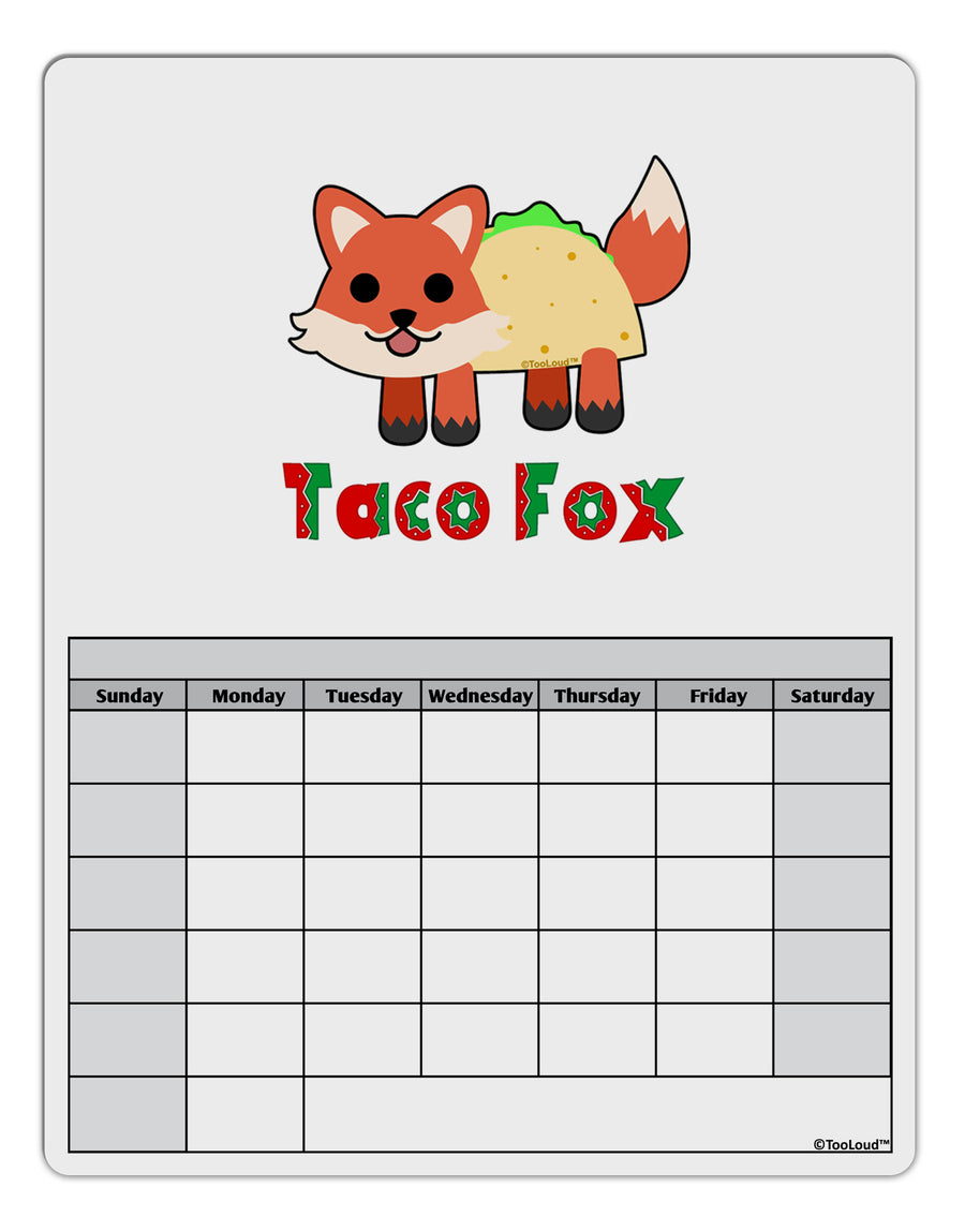 Cute Taco Fox Text Blank Calendar Dry Erase Board-Dry Erase Board-TooLoud-White-Davson Sales