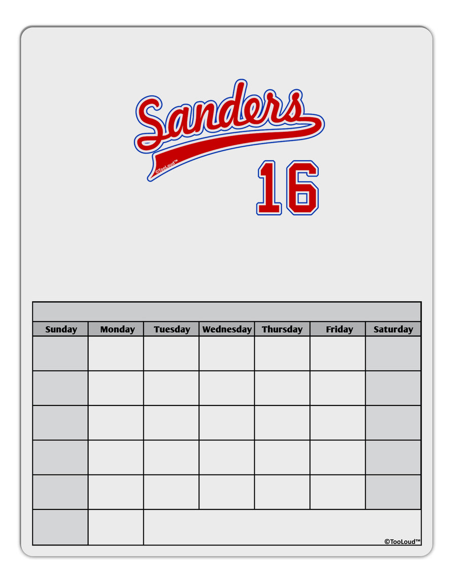 Sanders Jersey 16 Blank Calendar Dry Erase Board-Dry Erase Board-TooLoud-White-Davson Sales