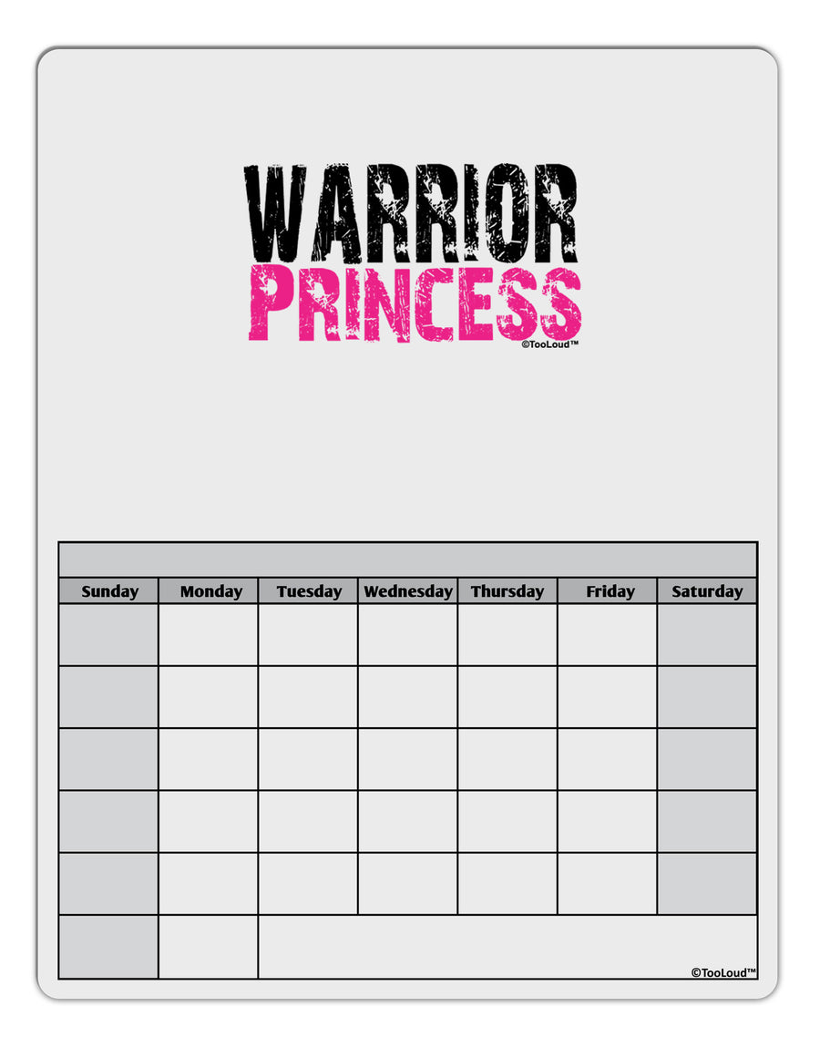 Warrior Princess Pink Blank Calendar Dry Erase Board-Dry Erase Board-TooLoud-White-Davson Sales