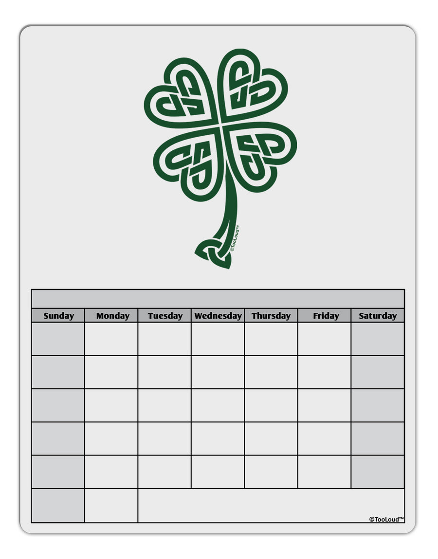 Celtic Knot 4 Leaf Clover St Patricks Blank Calendar Dry Erase Board-Dry Erase Board-TooLoud-White-Davson Sales