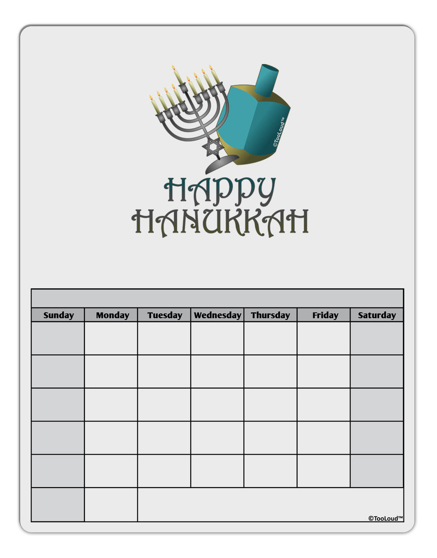 Blue & Silver Happy Hanukkah Blank Calendar Dry Erase Board-Dry Erase Board-TooLoud-White-Davson Sales