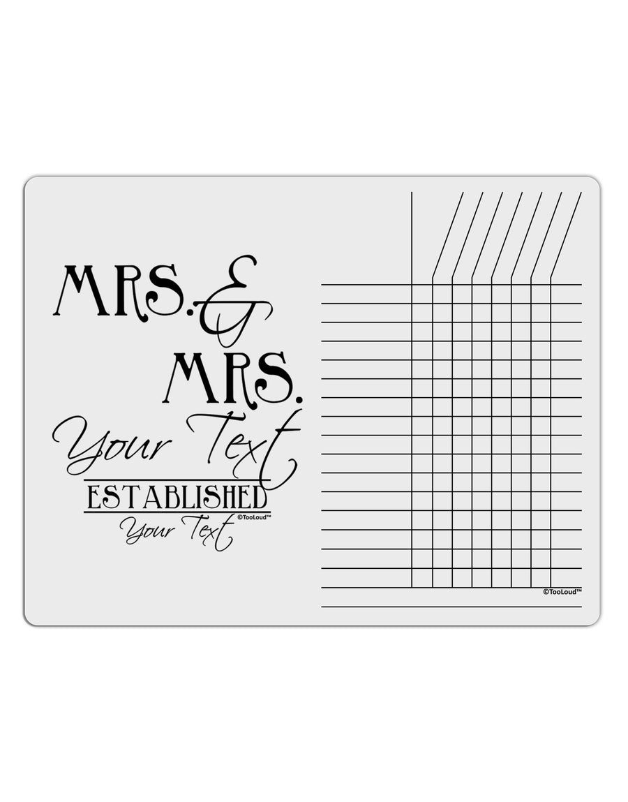 Personalized Mrs and Mrs Lesbian Wedding - Name- Established -Date- Design Chore List Grid Dry Erase Board