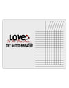 Love - Try Not To Breathe Chore List Grid Dry Erase Board