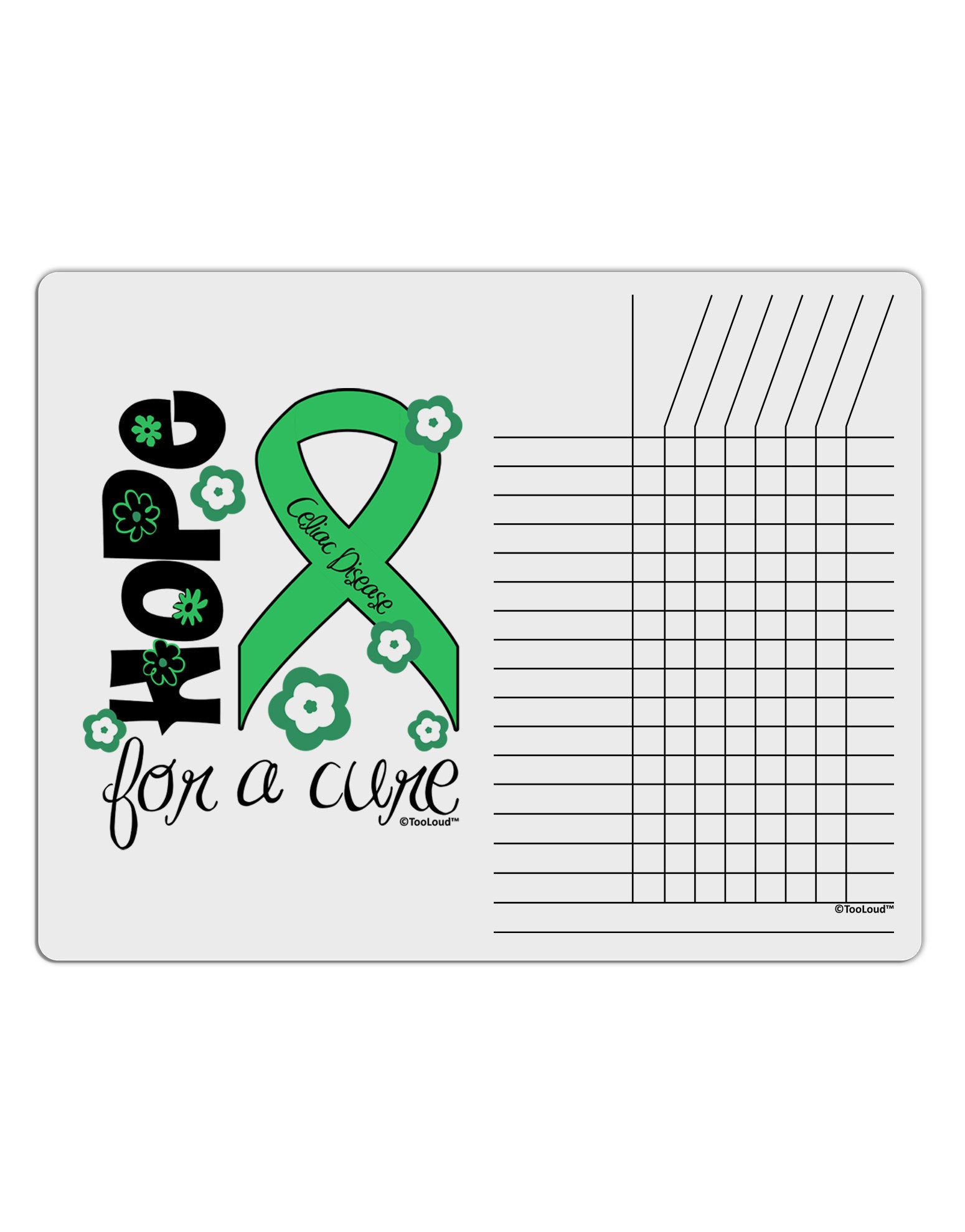 Hope for A Cure - Light Green Ribbon Celiac Disease - Flowers Chore List Grid Dry Erase Board