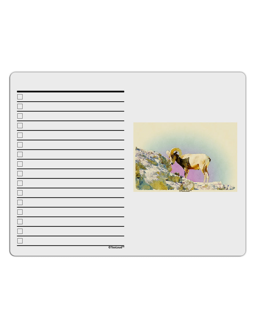 Bighorn Ram Watercolor To Do Shopping List Dry Erase Board-Dry Erase Board-TooLoud-White-Davson Sales