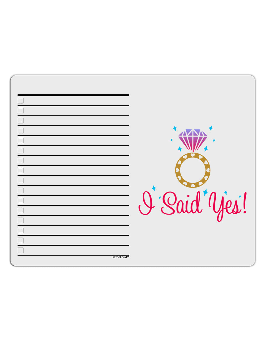 I Said Yes - Diamond Ring - Color To Do Shopping List Dry Erase Board