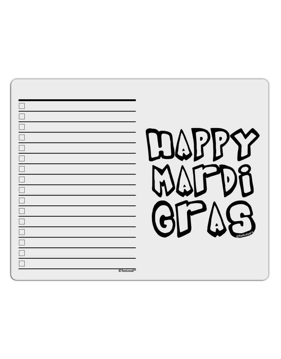 Happy Mardi Gras Text 2 BnW To Do Shopping List Dry Erase Board-Dry Erase Board-TooLoud-White-Davson Sales