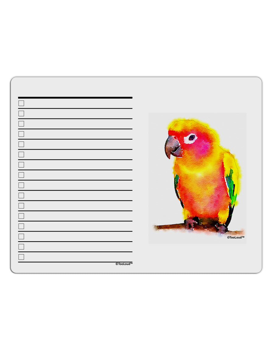 Sun Conure Parrot Watercolor To Do Shopping List Dry Erase Board-Dry Erase Board-TooLoud-White-Davson Sales