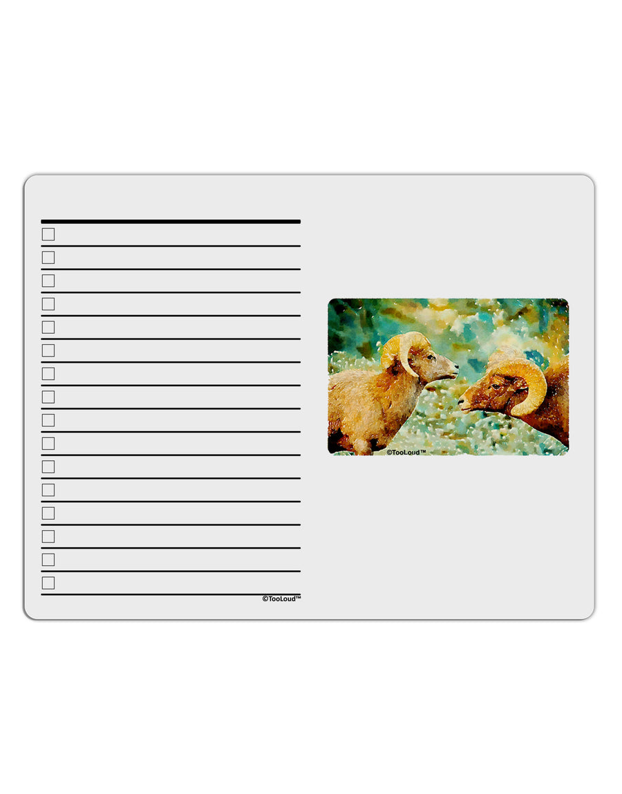 TooLoud Two Bighorn Rams Watercolor To Do Shopping List Dry Erase Board-Dry Erase Board-TooLoud-White-Davson Sales