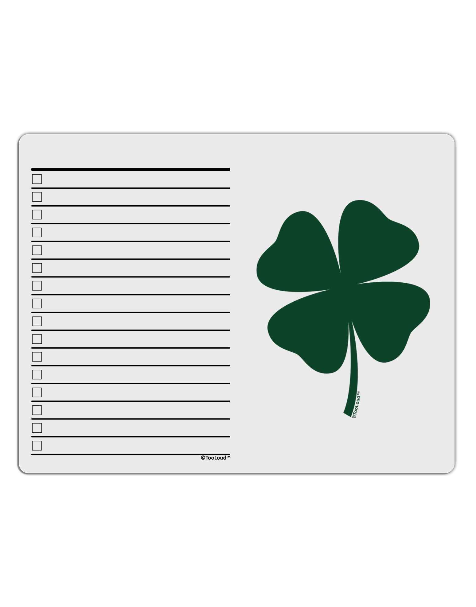 Lucky Four Leaf Clover St Patricks Day To Do Shopping List Dry Erase Board-Dry Erase Board-TooLoud-White-Davson Sales