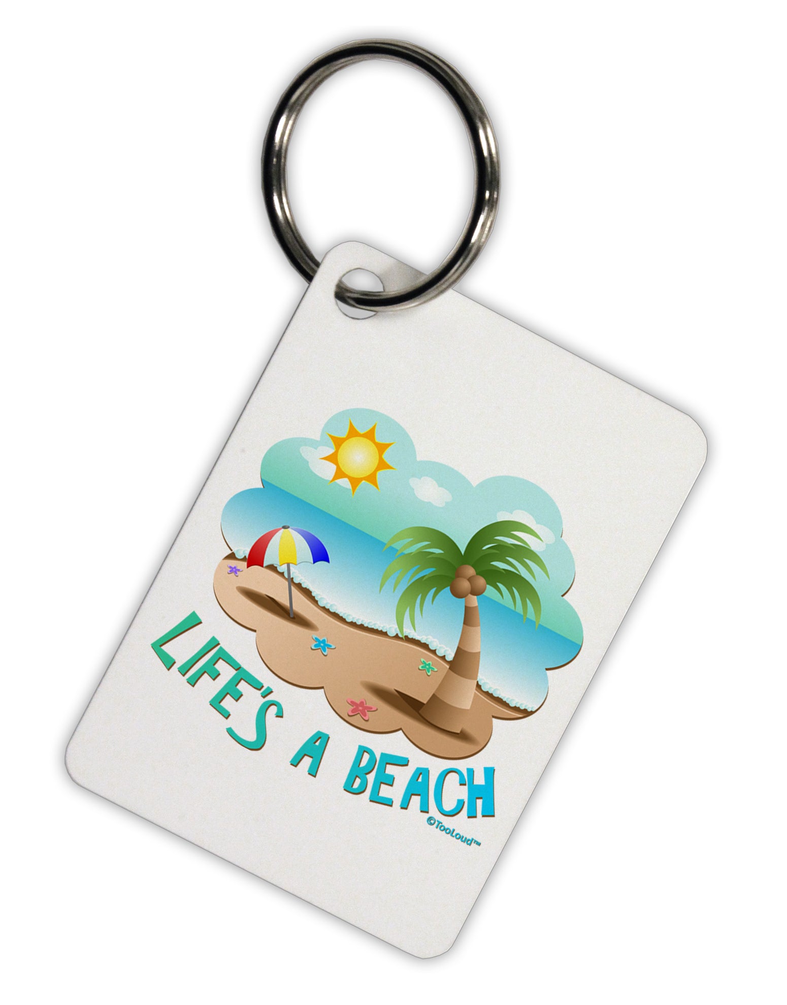 Fun Summer Beach Scene - Life's a Beach Aluminum Keyring Tag by TooLoud-Keyring-TooLoud-White-Davson Sales