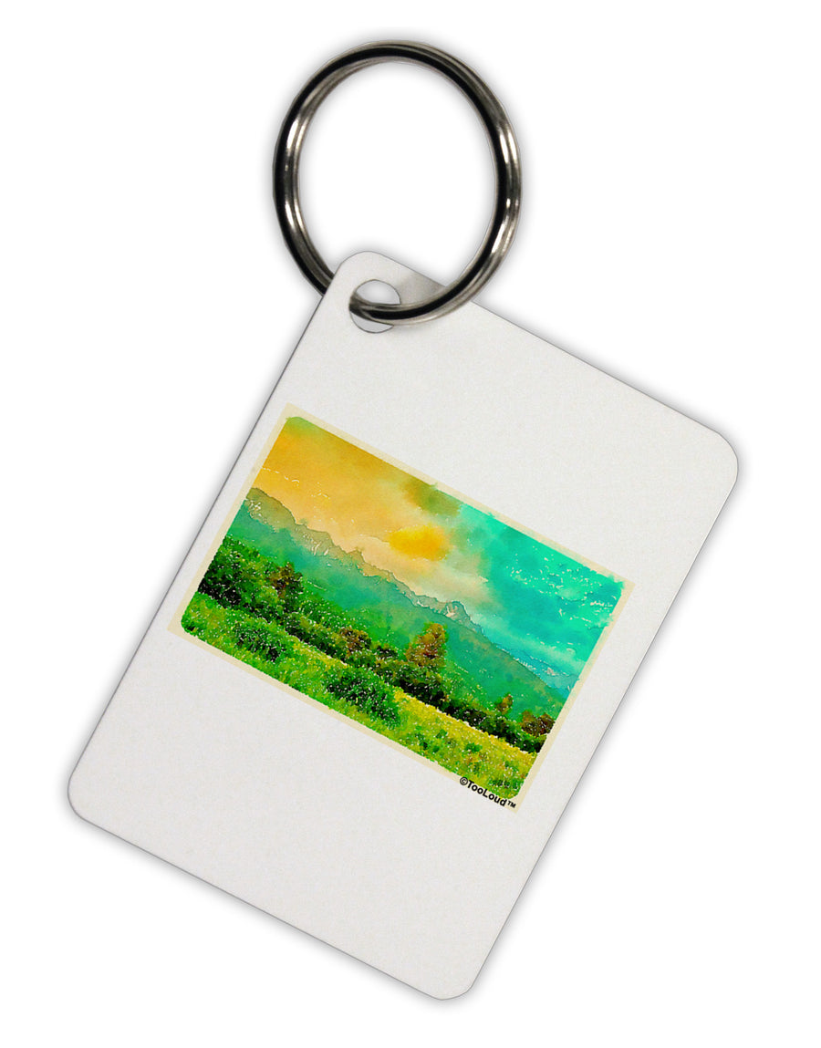 Mountain Sunset Watercolor Aluminum Keyring Tag-Keyring-TooLoud-White-Davson Sales