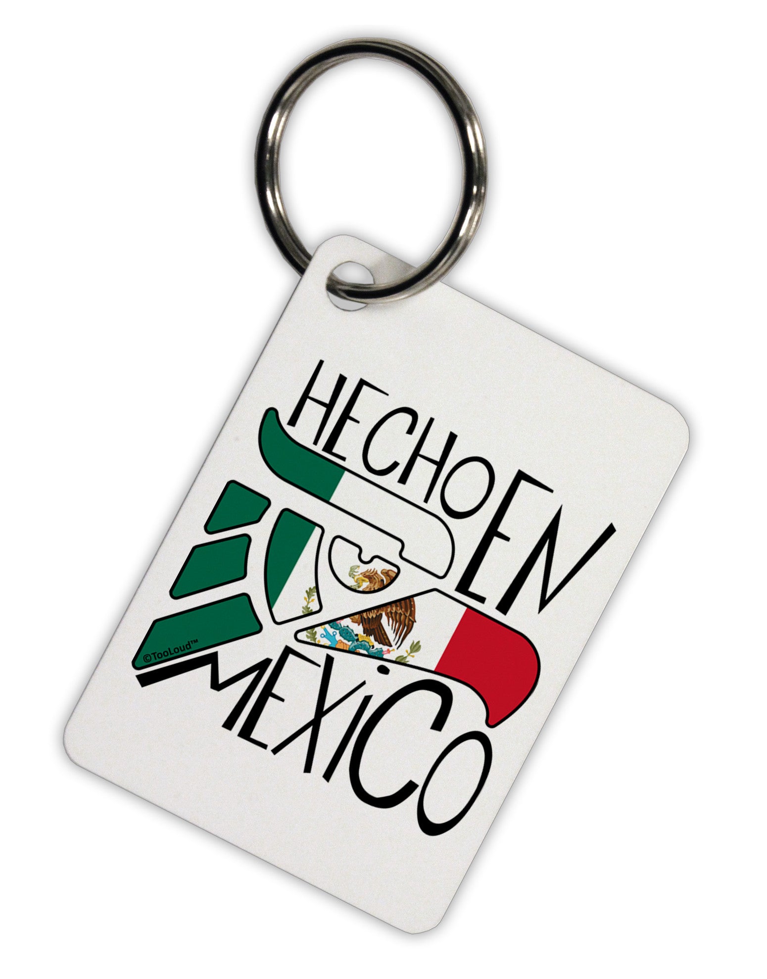 Hecho en Mexico Design - Mexican Flag Aluminum Keyring Tag by TooLoud-Keyring-TooLoud-White-Davson Sales