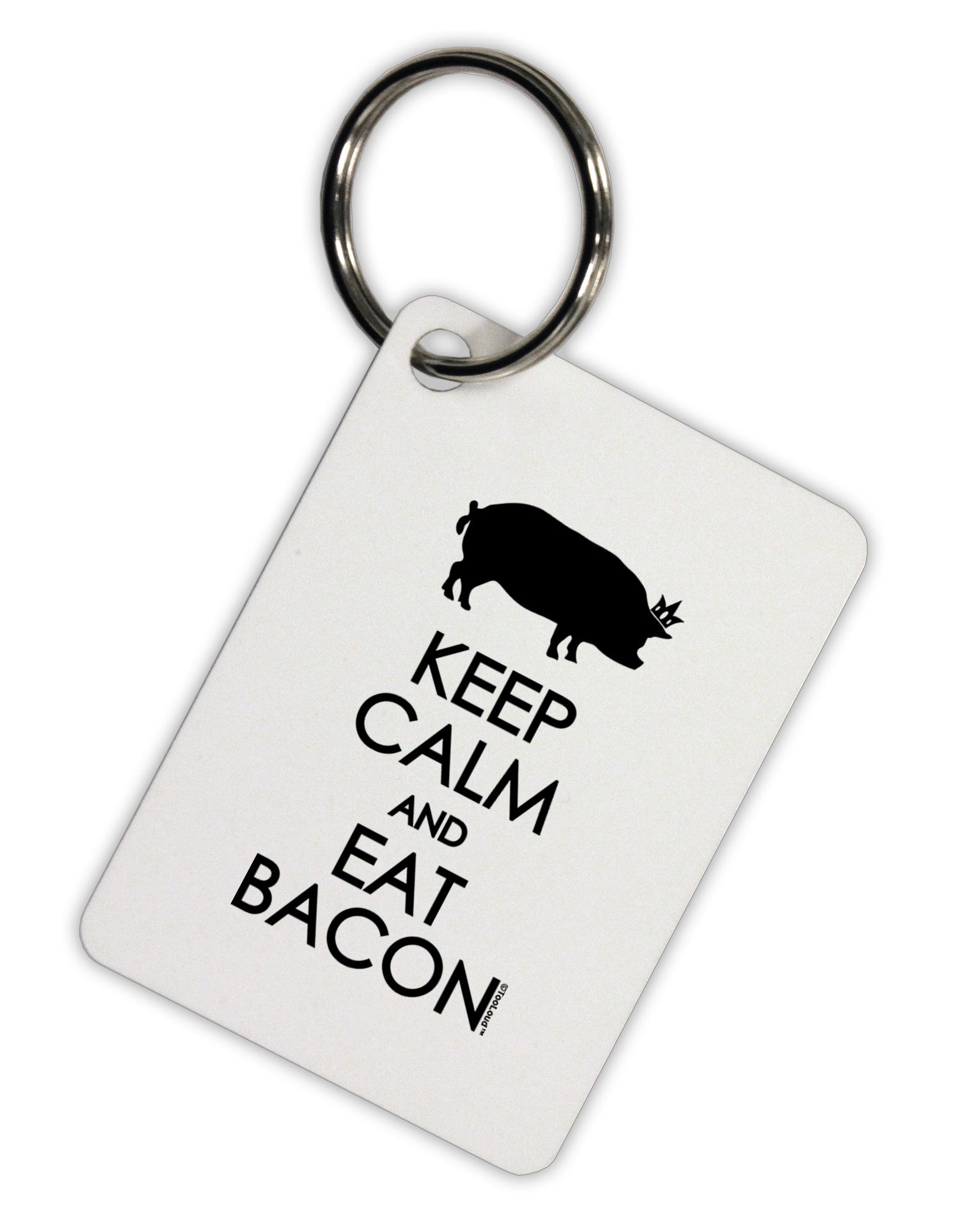 Keep Calm and Eat Bacon Aluminum Keyring Tag by TooLoud-Keyring-TooLoud-White-Davson Sales