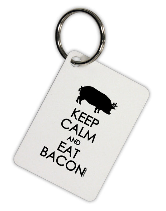 Keep Calm and Eat Bacon Aluminum Keyring Tag by TooLoud-Keyring-TooLoud-White-Davson Sales