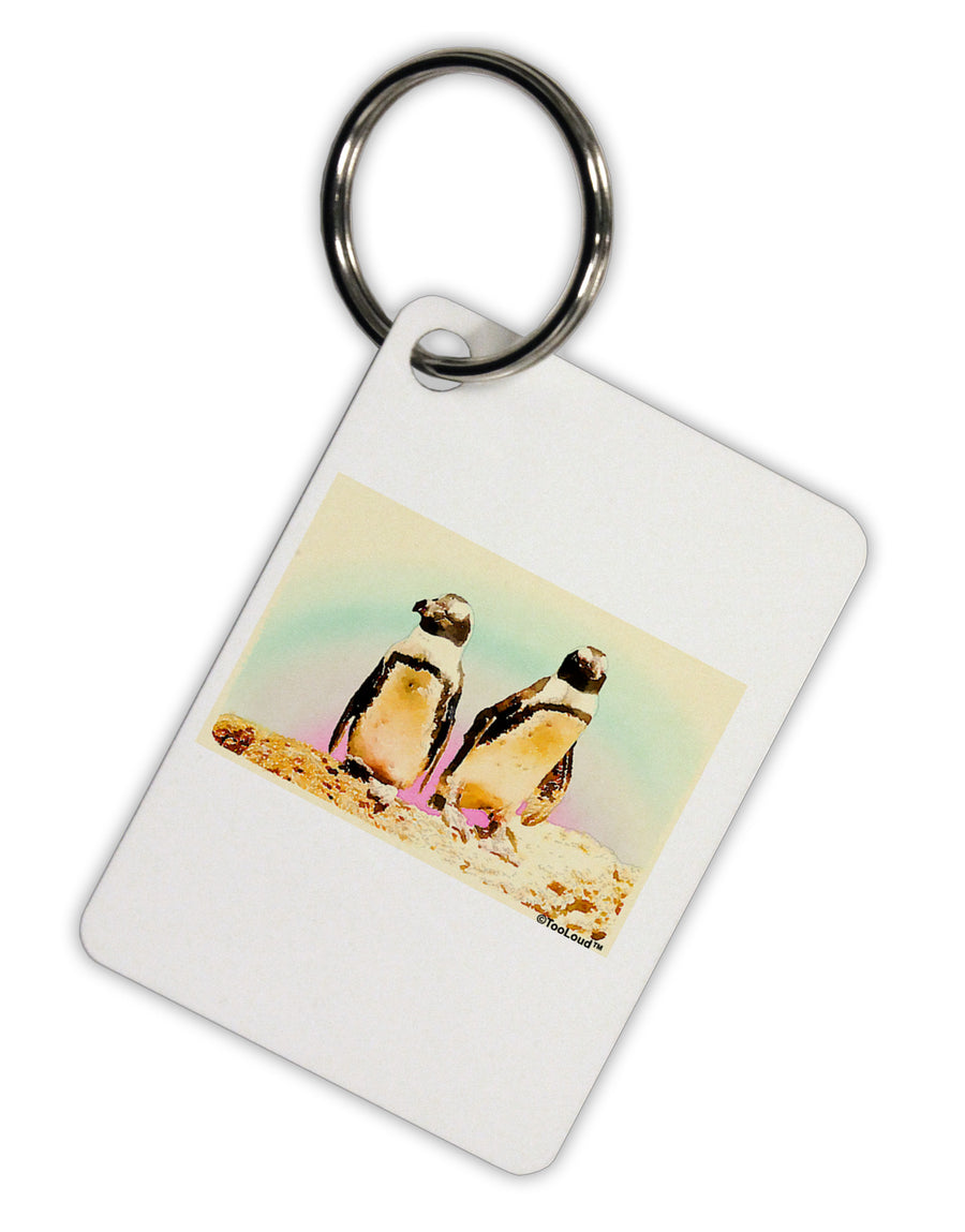 Magellanic Penguin Watercolor Aluminum Keyring Tag-Keyring-TooLoud-White-Davson Sales