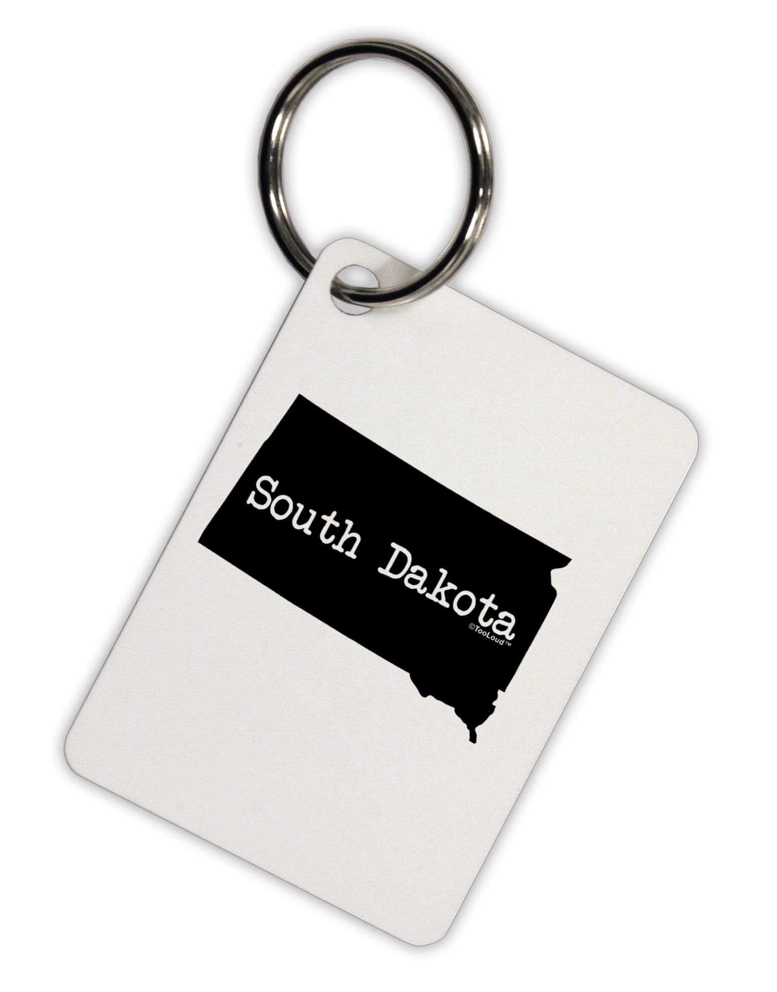South Dakota - United States Shape Aluminum Keyring Tag by TooLoud-Keyring-TooLoud-White-Davson Sales