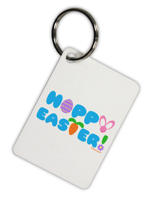 Cute Decorative Hoppy Easter Design Aluminum Keyring Tag by TooLoud-Keyring-TooLoud-White-Davson Sales