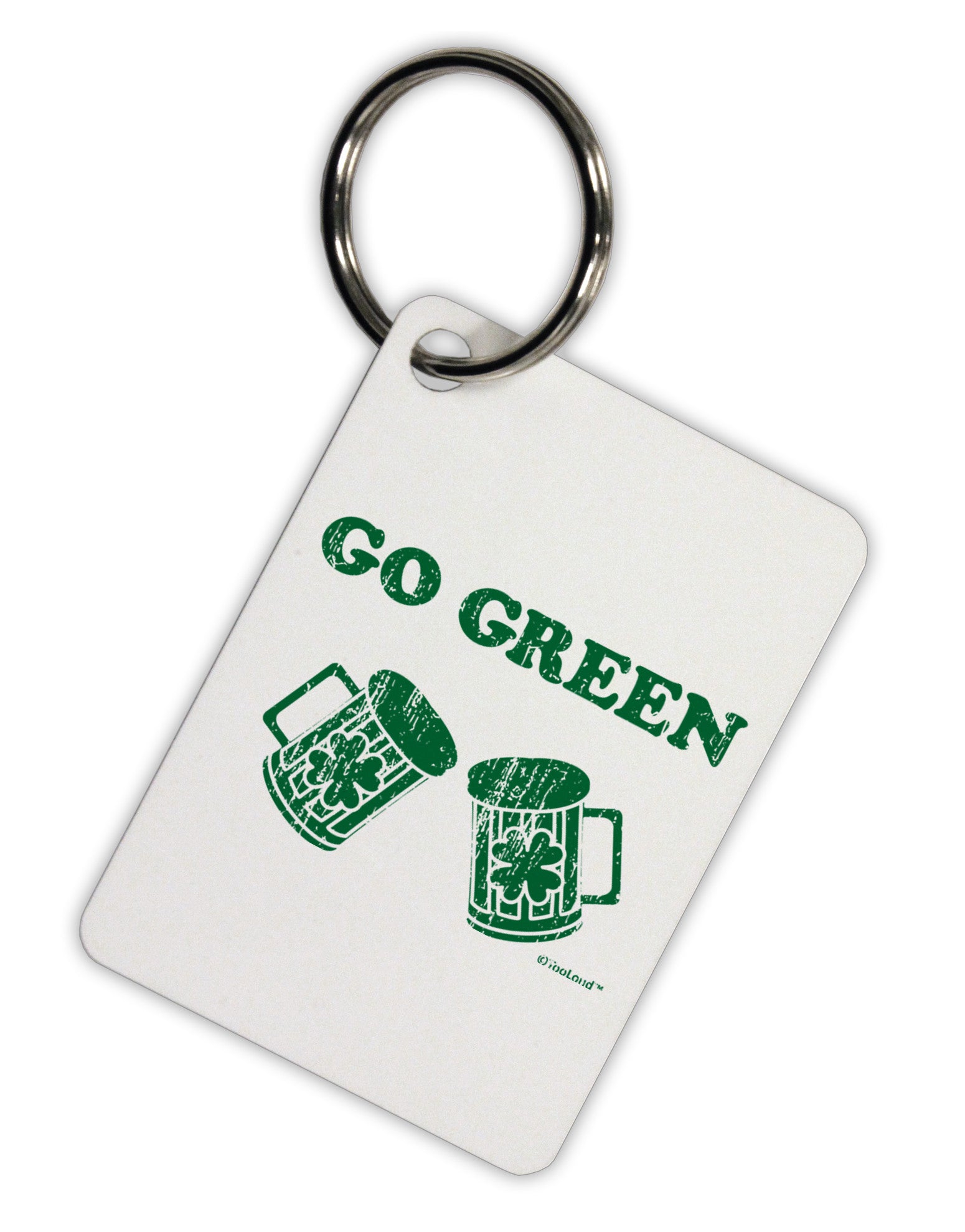 Go Green - St. Patrick's Day Green Beer Aluminum Keyring Tag by TooLoud-Keyring-TooLoud-White-Davson Sales