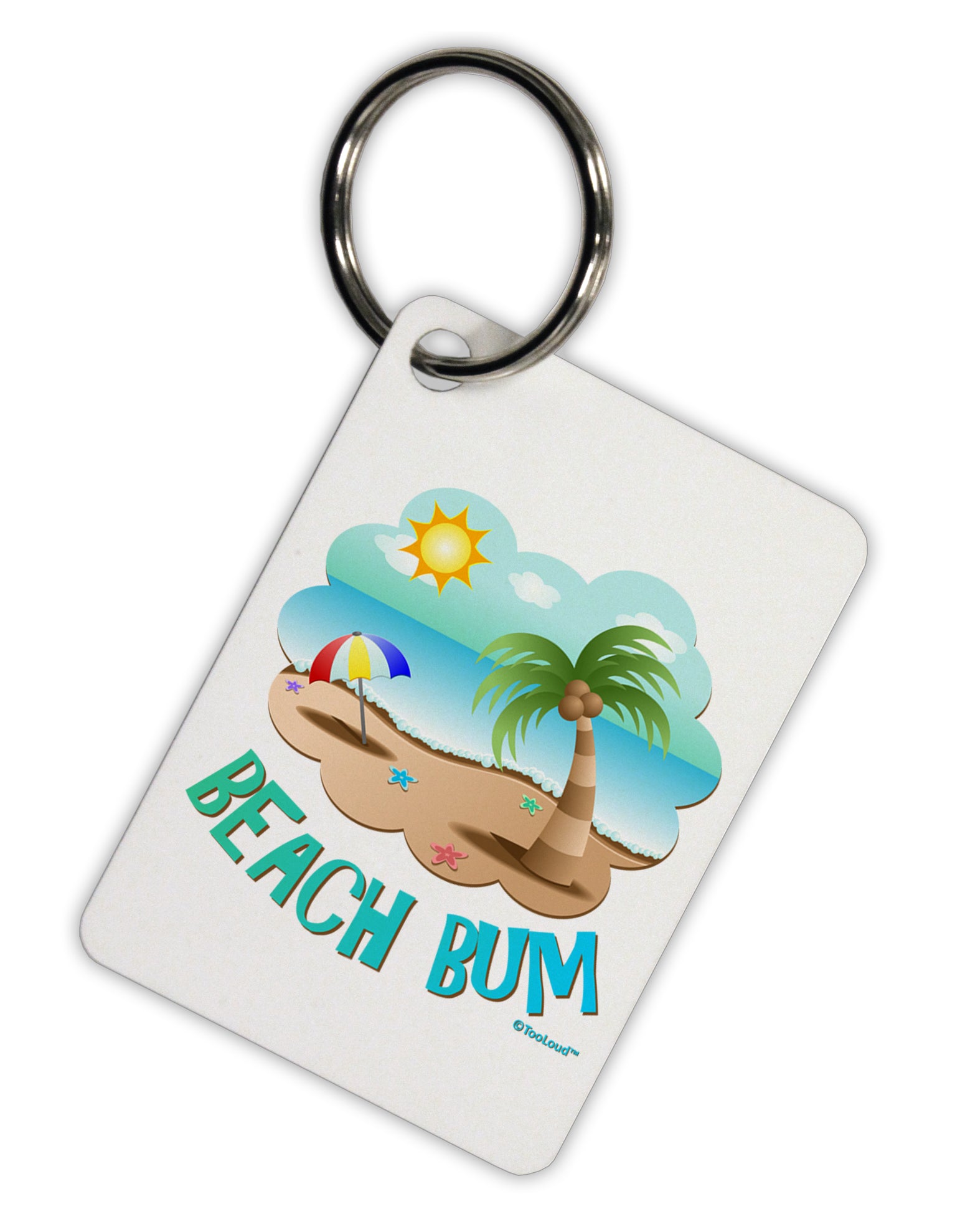 Fun Summer Beach Scene - Beach Bum Aluminum Keyring Tag by TooLoud-Keyring-TooLoud-White-Davson Sales