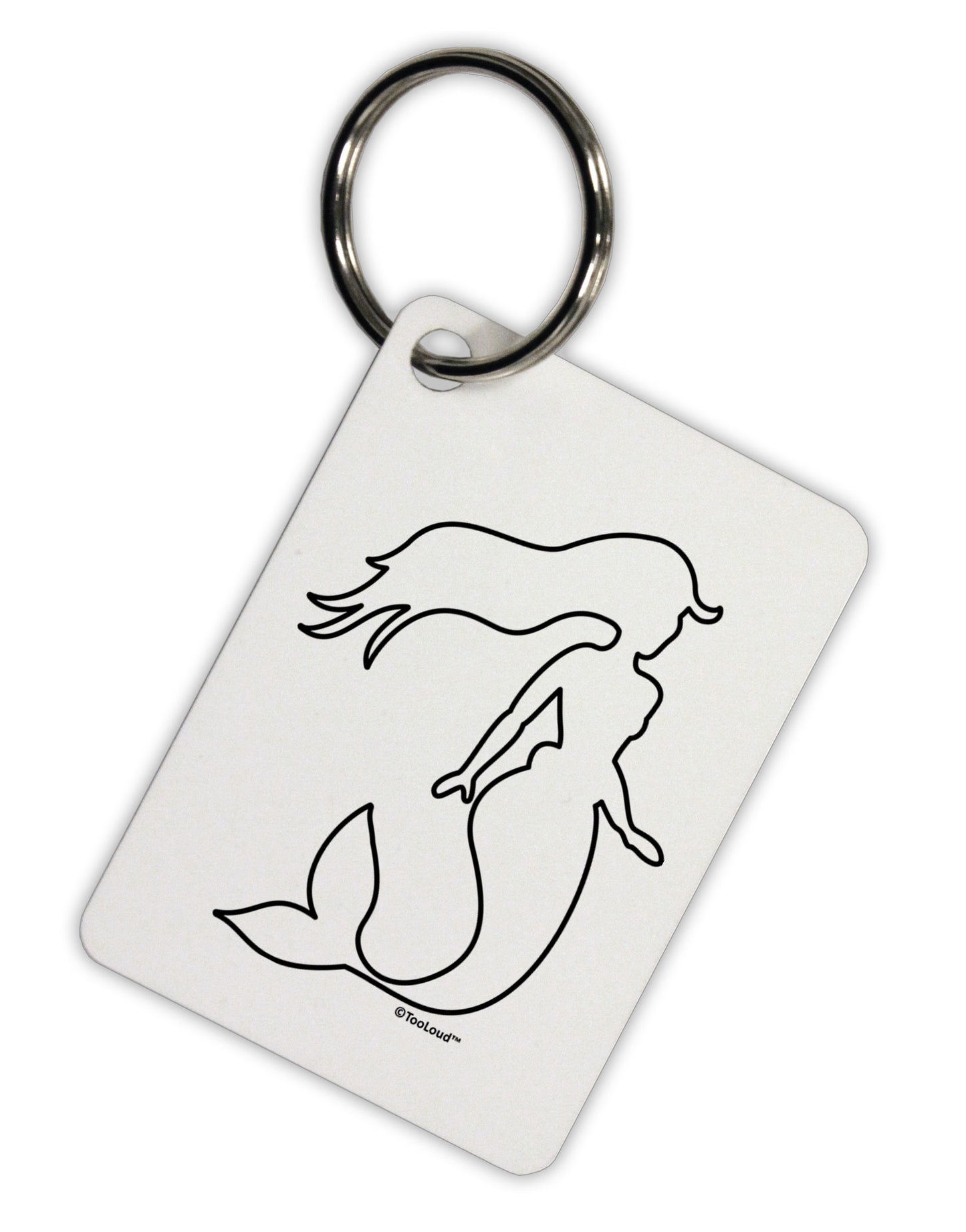 Mermaid Outline Aluminum Keyring Tag-Keyring-TooLoud-White-Davson Sales