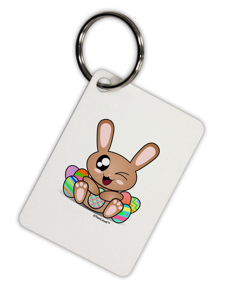 Cute Bunny with Eggs Aluminum Keyring Tag-Keyring-TooLoud-White-Davson Sales