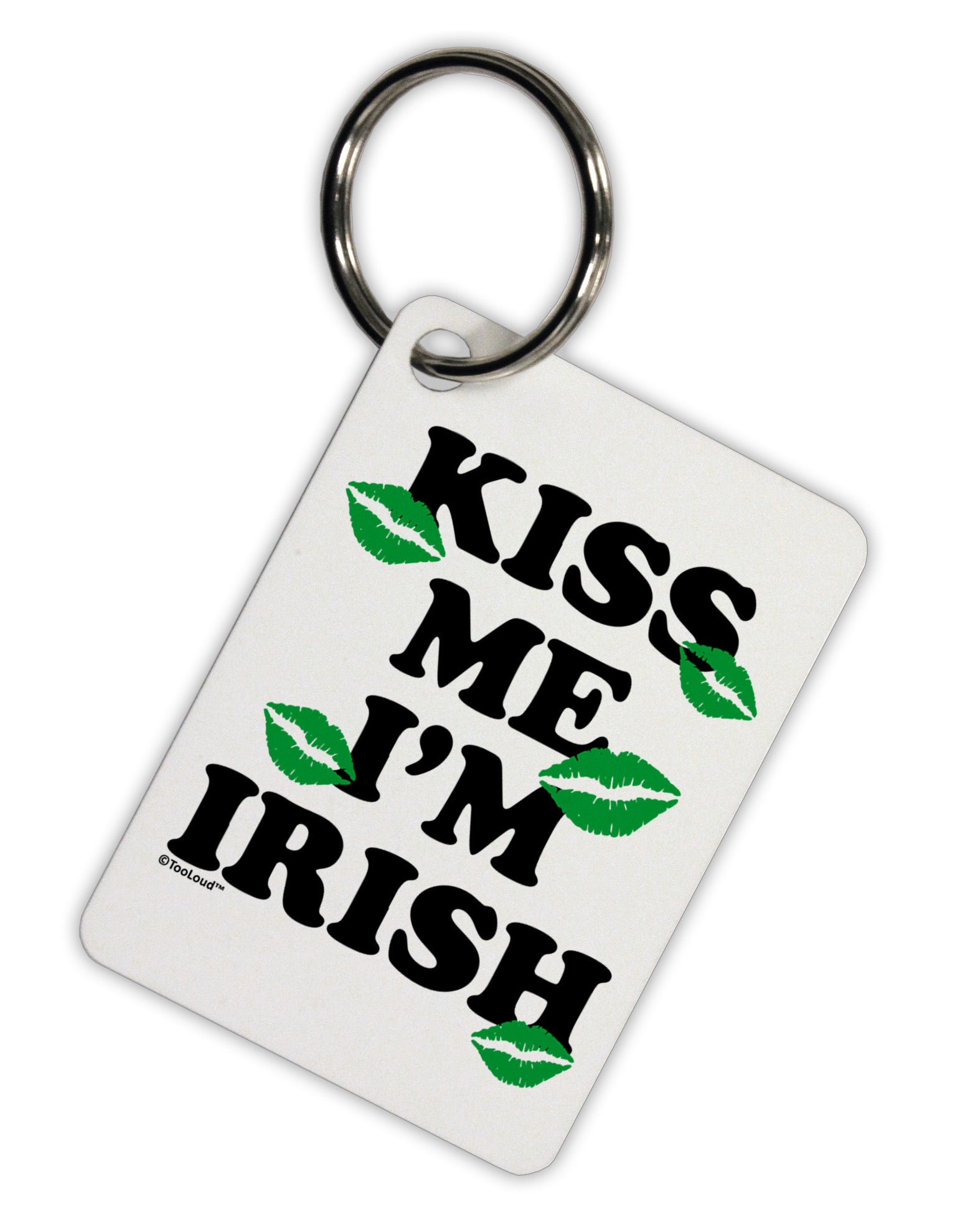 Kiss Me I'm Irish - Green Kisses Aluminum Keyring Tag by TooLoud-Keyring-TooLoud-White-Davson Sales