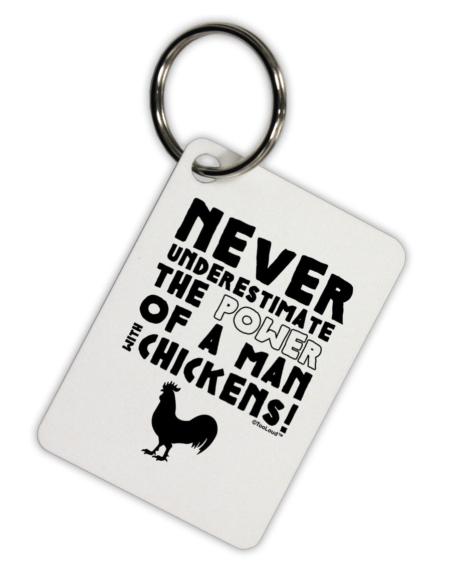A Man With Chickens Aluminum Keyring Tag by TooLoud-Keyring-TooLoud-White-Davson Sales