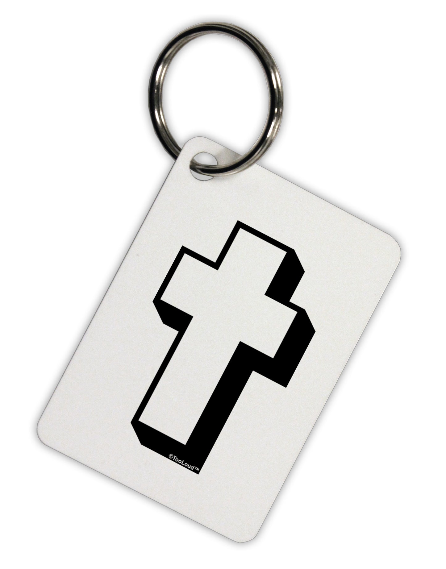 Simple Cross Design Black Aluminum Keyring Tag by TooLoud-Keyring-TooLoud-White-Davson Sales