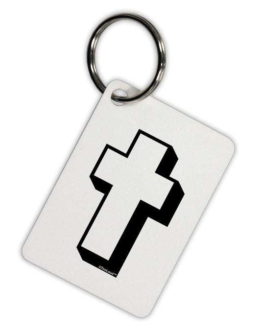 Simple Cross Design Black Aluminum Keyring Tag by TooLoud-Keyring-TooLoud-White-Davson Sales