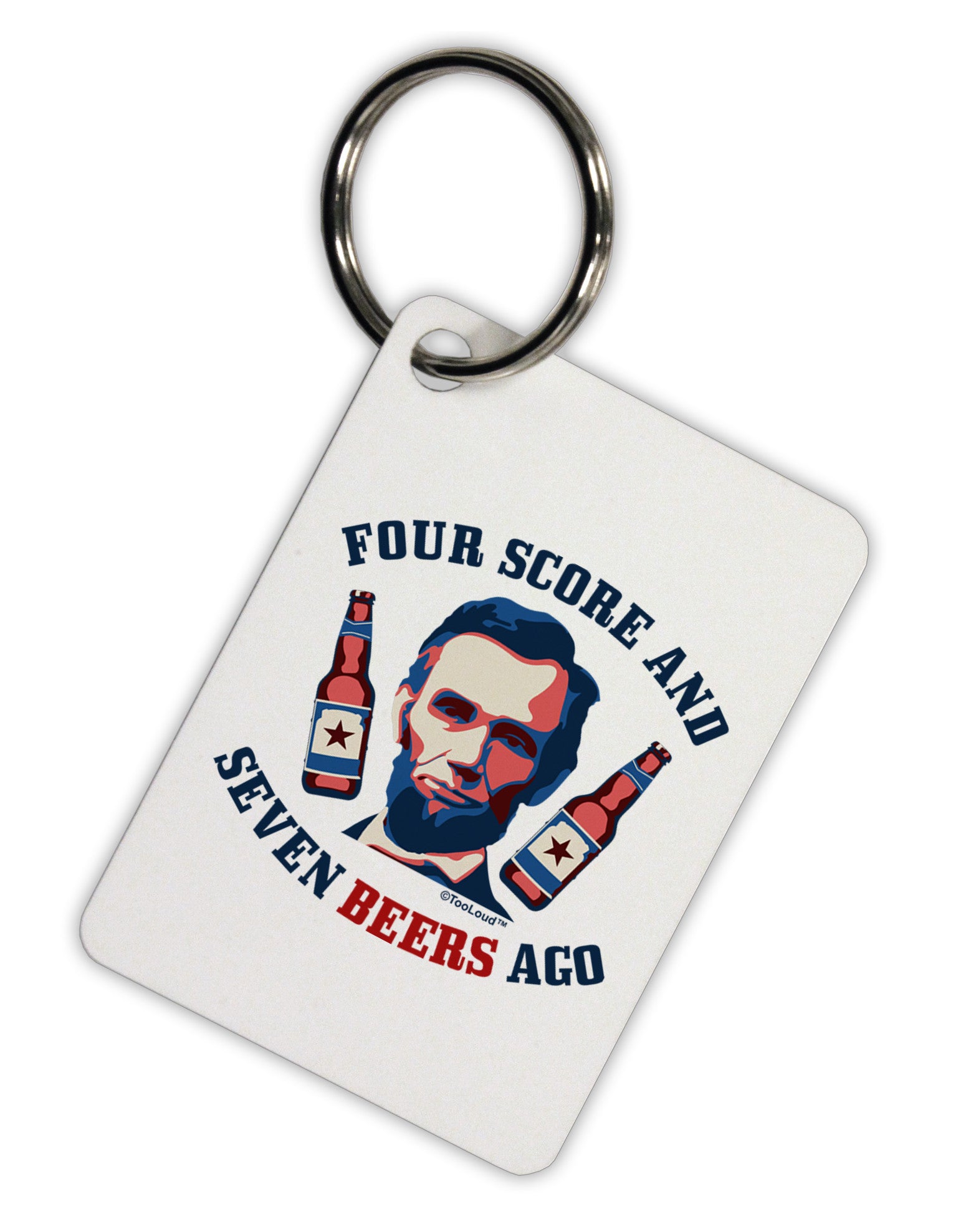 Seven Beers Ago - Lincoln Aluminum Keyring Tag-Keyring-TooLoud-White-Davson Sales