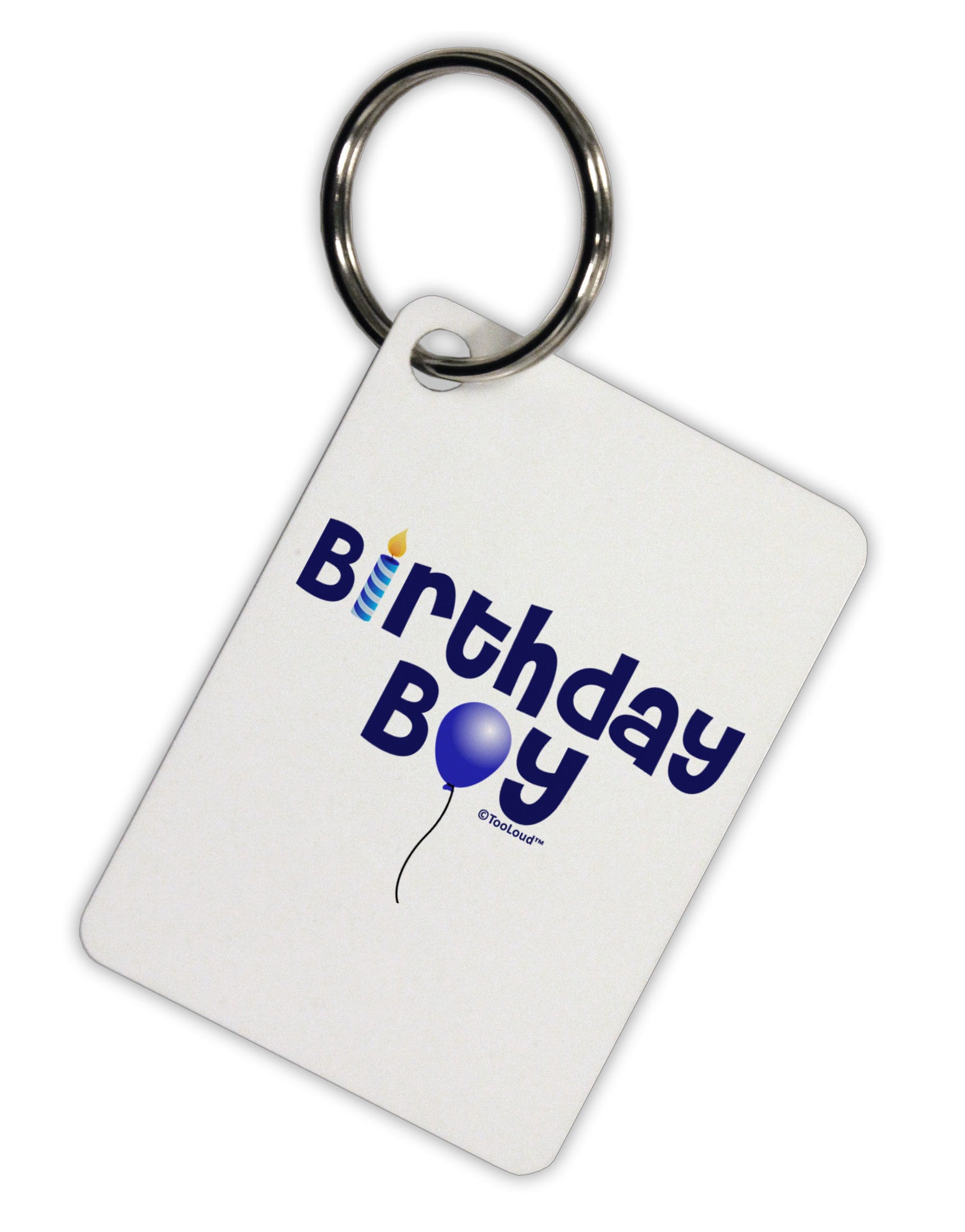 Birthday Boy - Candle and Balloon Aluminum Keyring Tag by TooLoud-Keyring-TooLoud-White-Davson Sales