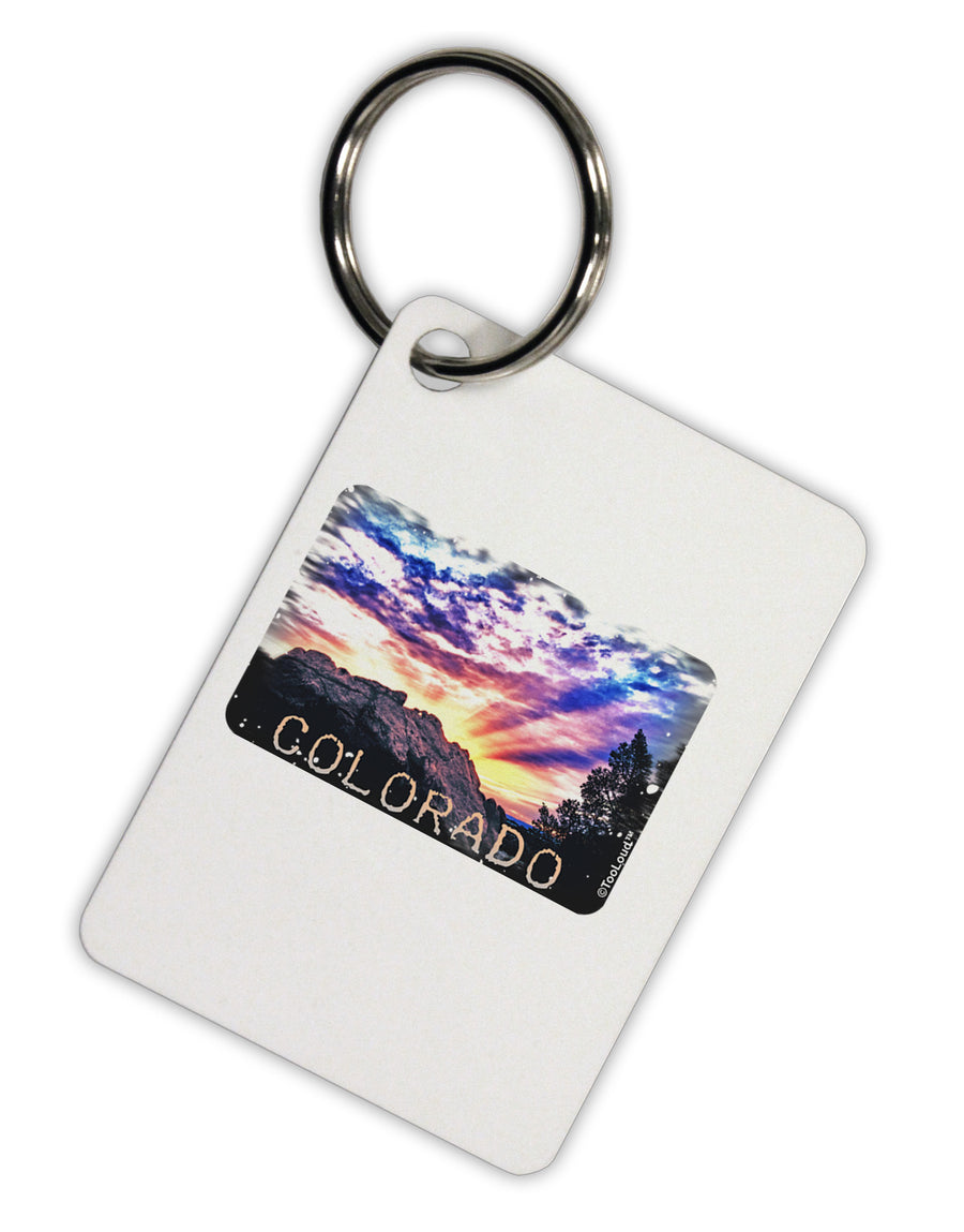 Colorado Rainbow Sunset Text Aluminum Keyring Tag-Keyring-TooLoud-White-Davson Sales