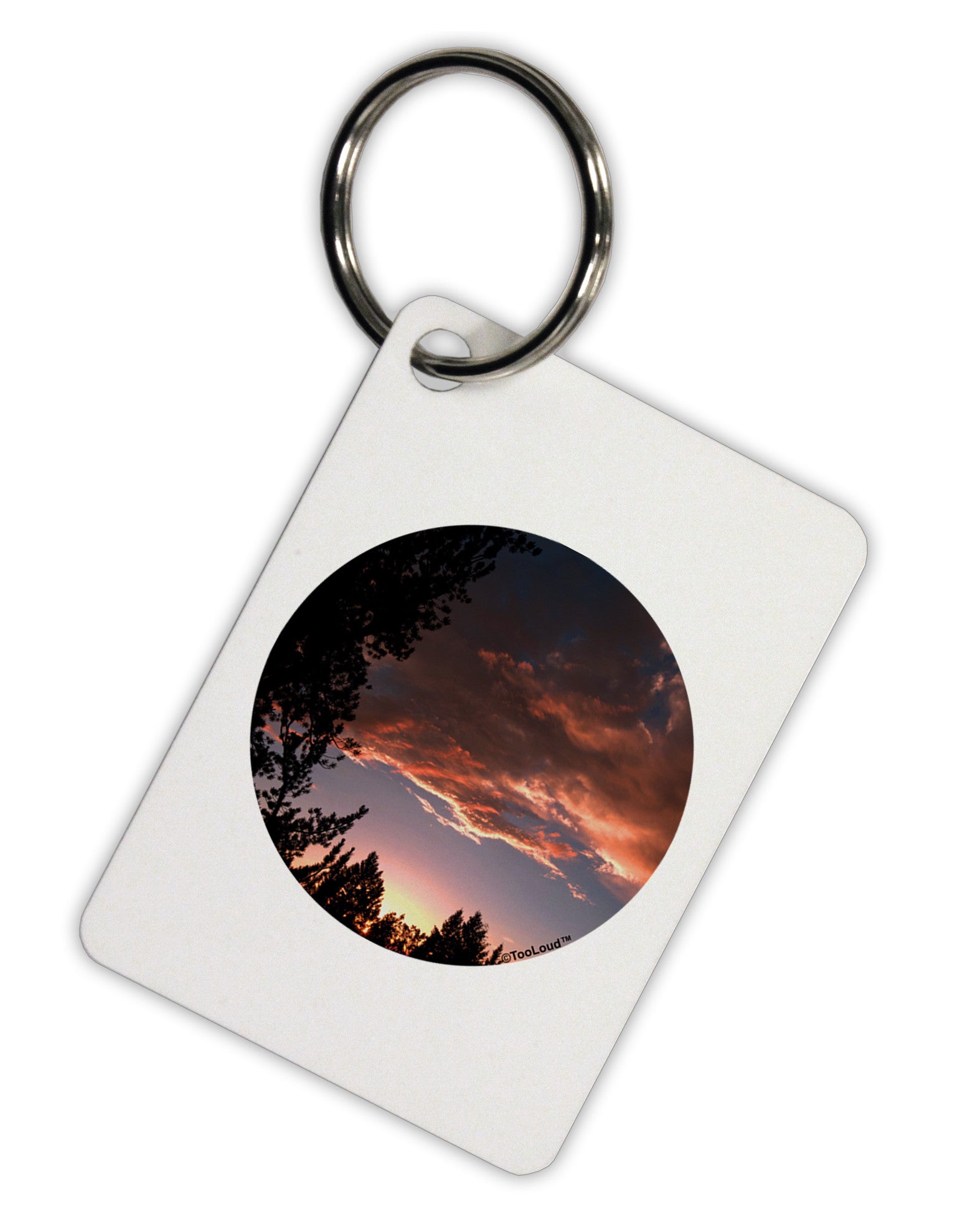 Forest Sunset Aluminum Keyring Tag by TooLoud-Keyring-TooLoud-White-Davson Sales