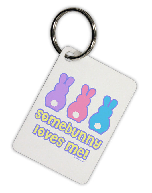 Three Easter Bunnies - Somebunny Loves Me Aluminum Keyring Tag by TooLoud-Keyring-TooLoud-White-Davson Sales