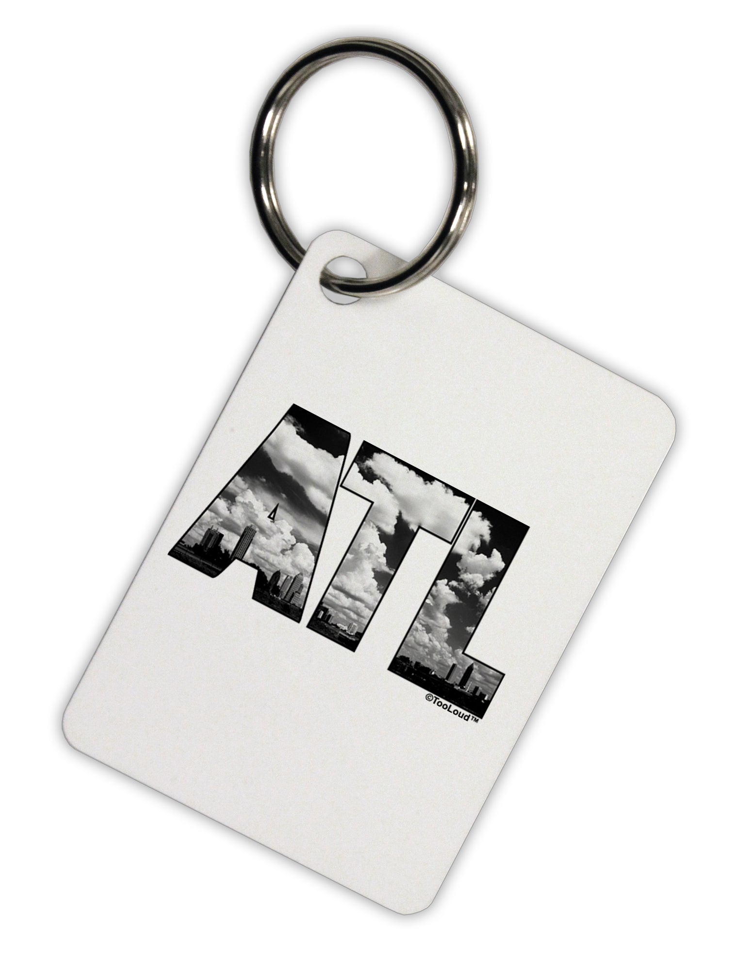 ATL Atlanta Text Aluminum Keyring Tag by TooLoud-Keyring-TooLoud-White-Davson Sales