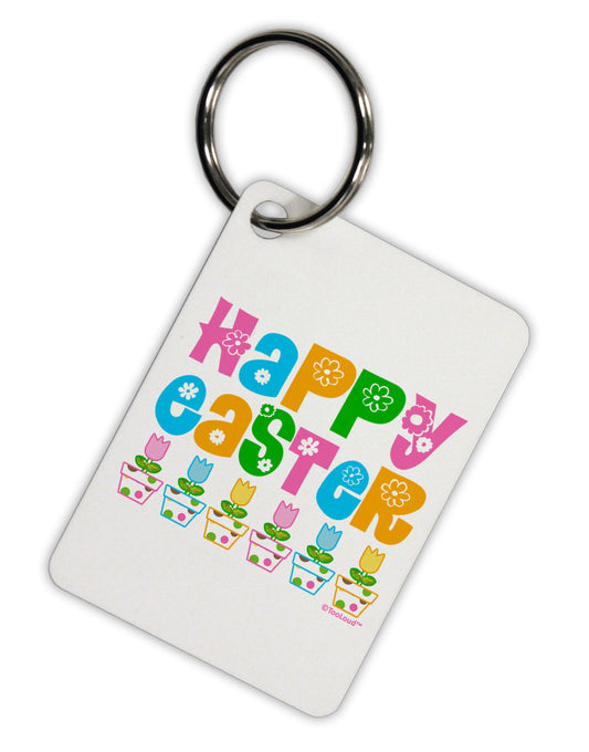 Happy Easter - Tulips Aluminum Keyring Tag by TooLoud-Keyring-TooLoud-White-Davson Sales