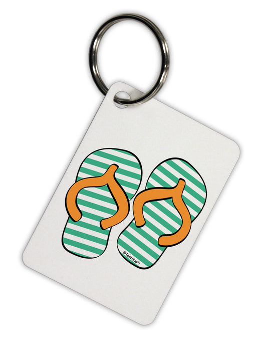 Striped Flip Flops - Teal and Orange Aluminum Keyring Tag-Keyring-TooLoud-White-Davson Sales