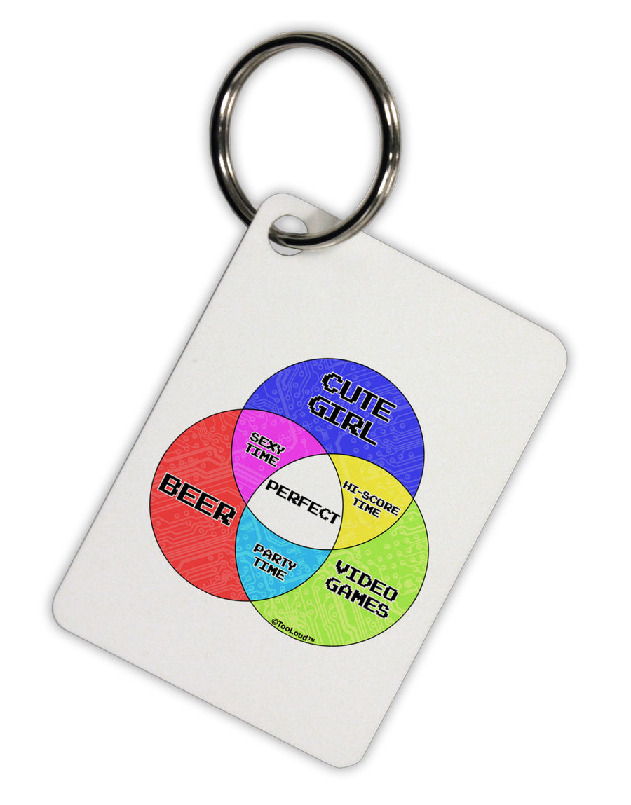 Beer Girl and Games Diagram Aluminum Keyring Tag-Keyring-TooLoud-White-Davson Sales