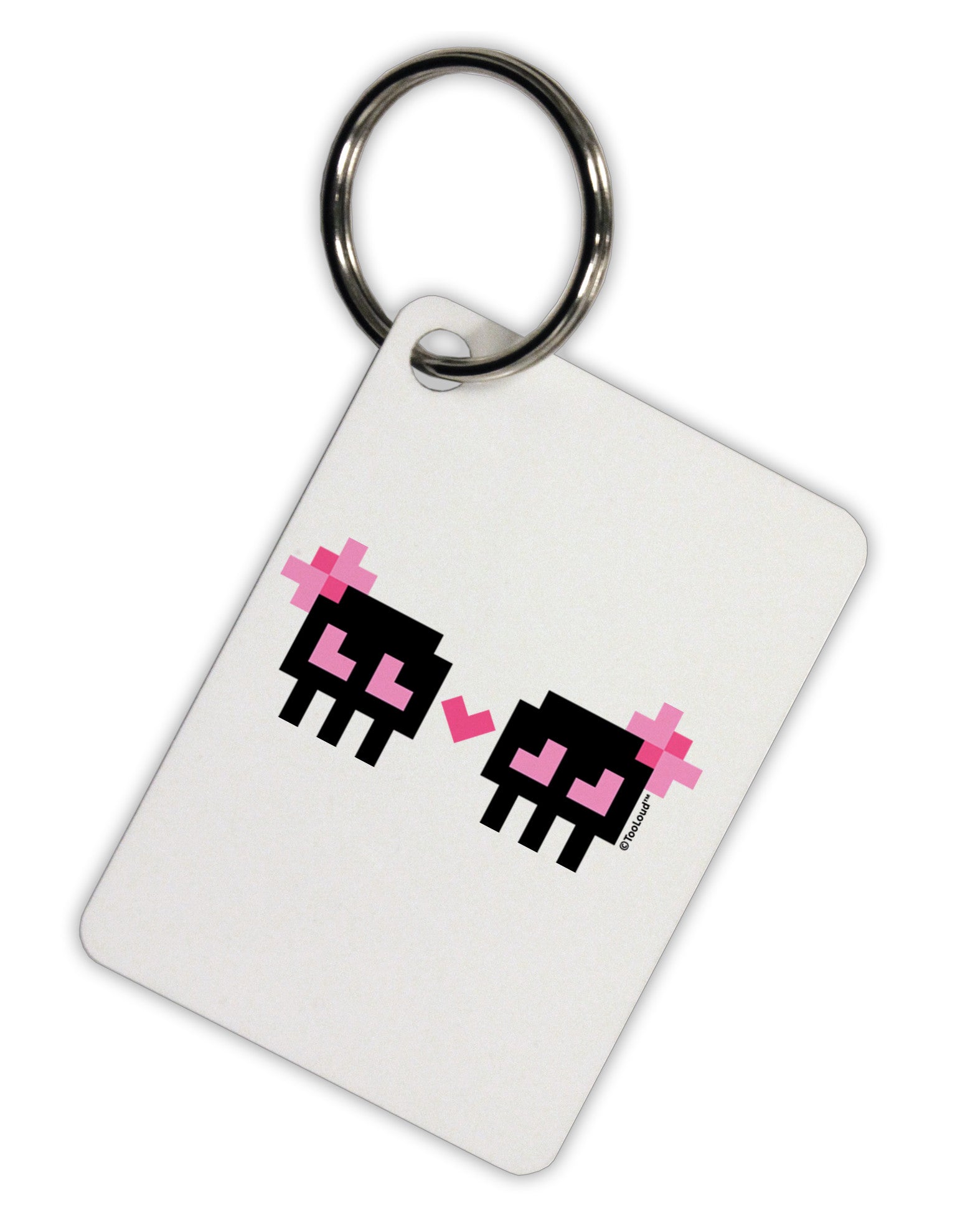 8-Bit Skull Love - Girl and Girl Aluminum Keyring Tag-Keyring-TooLoud-White-Davson Sales
