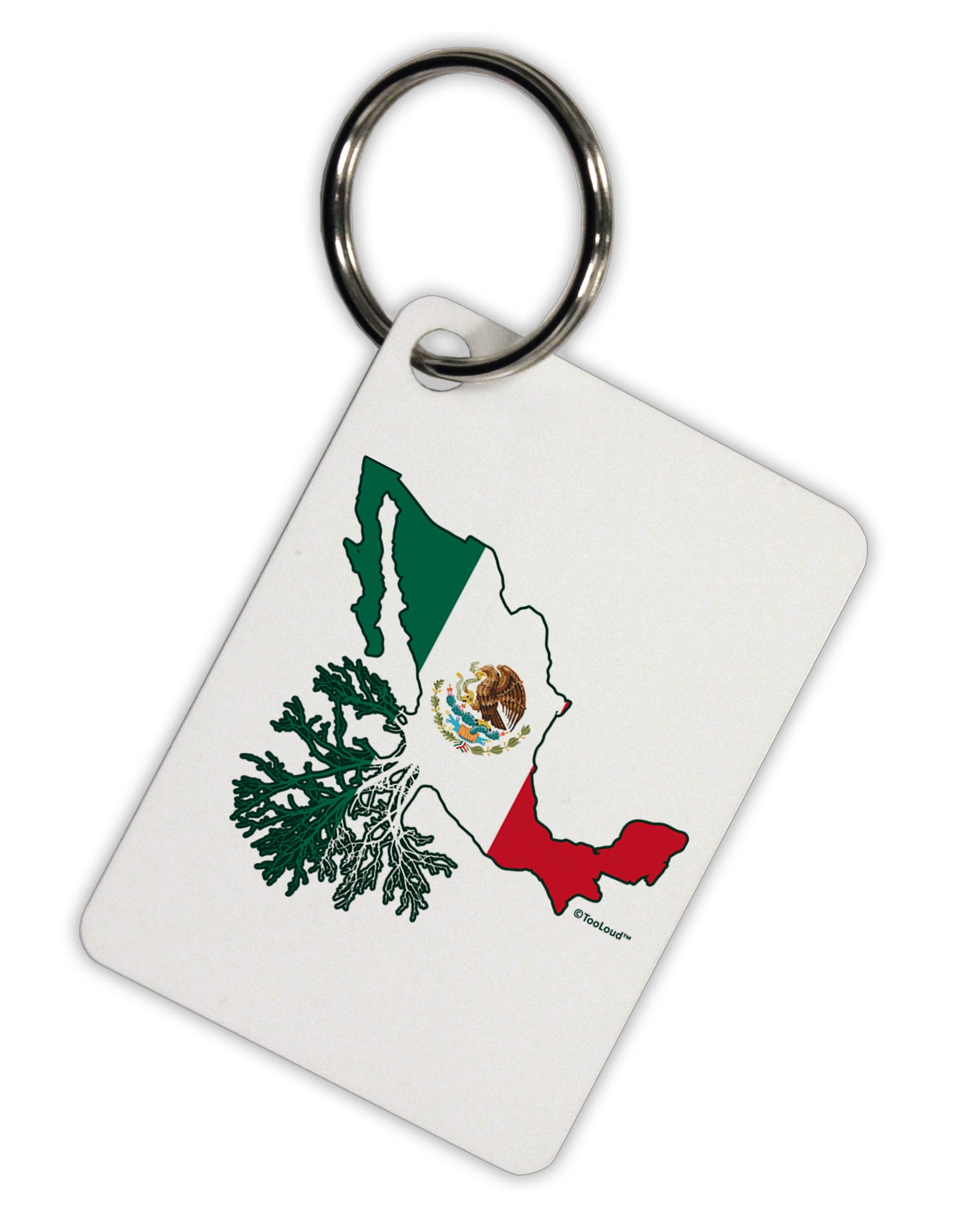 Mexican Roots - Mexico Outline Mexican Flag Aluminum Keyring Tag by TooLoud-Keyring-TooLoud-White-Davson Sales