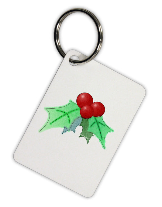 Holly Watercolor Aluminum Keyring Tag-Keyring-TooLoud-White-Davson Sales