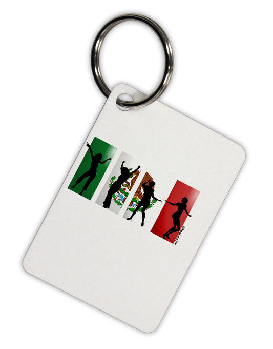 Mexican Flag - Dancing Silhouettes Aluminum Keyring Tag by TooLoud-Keyring-TooLoud-White-Davson Sales
