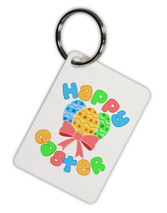 Happy Easter Easter Eggs Aluminum Keyring Tag by TooLoud-Keyring-TooLoud-White-Davson Sales