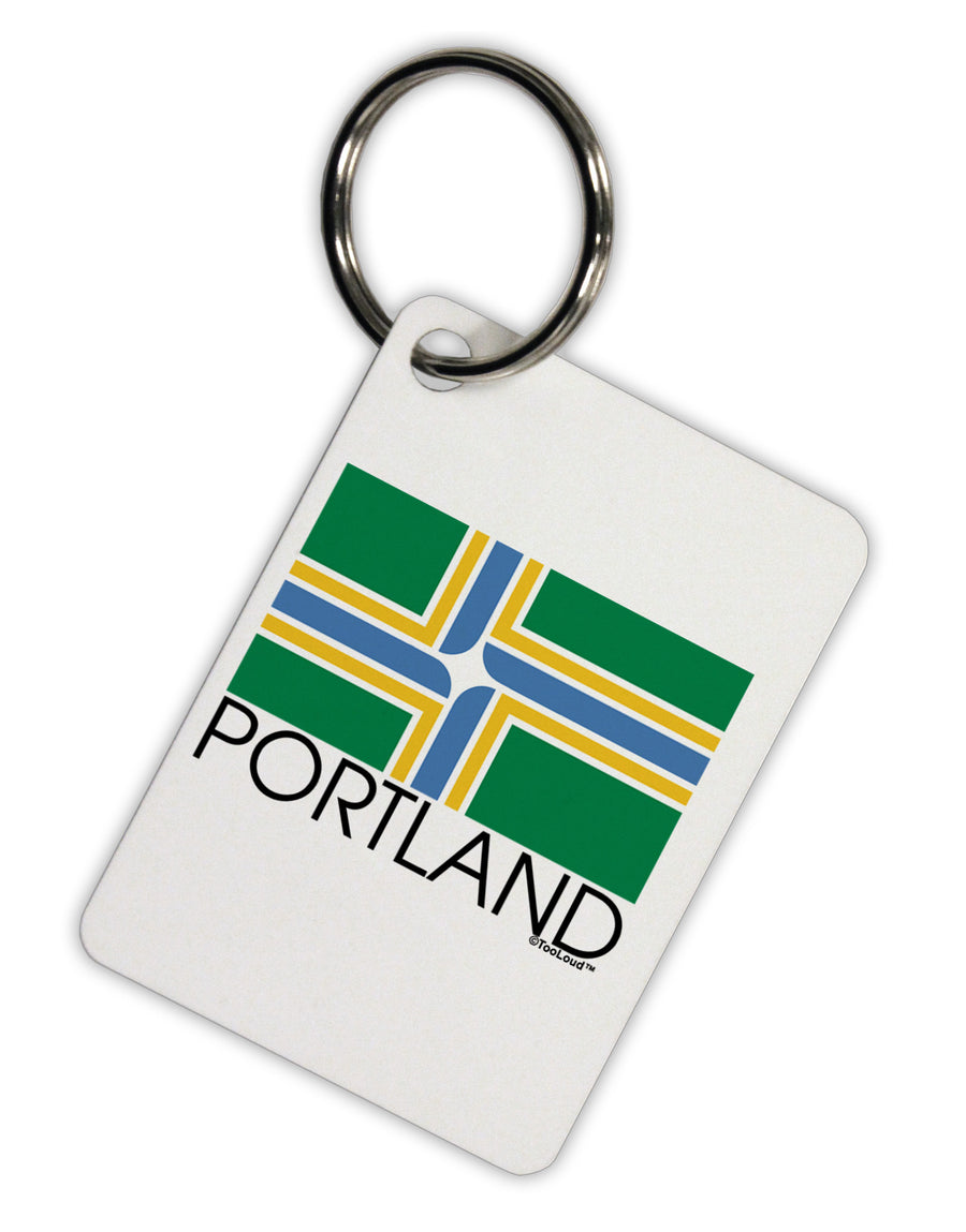 Portland Oregon Flag Text Aluminum Keyring Tag-Keyring-TooLoud-White-Davson Sales