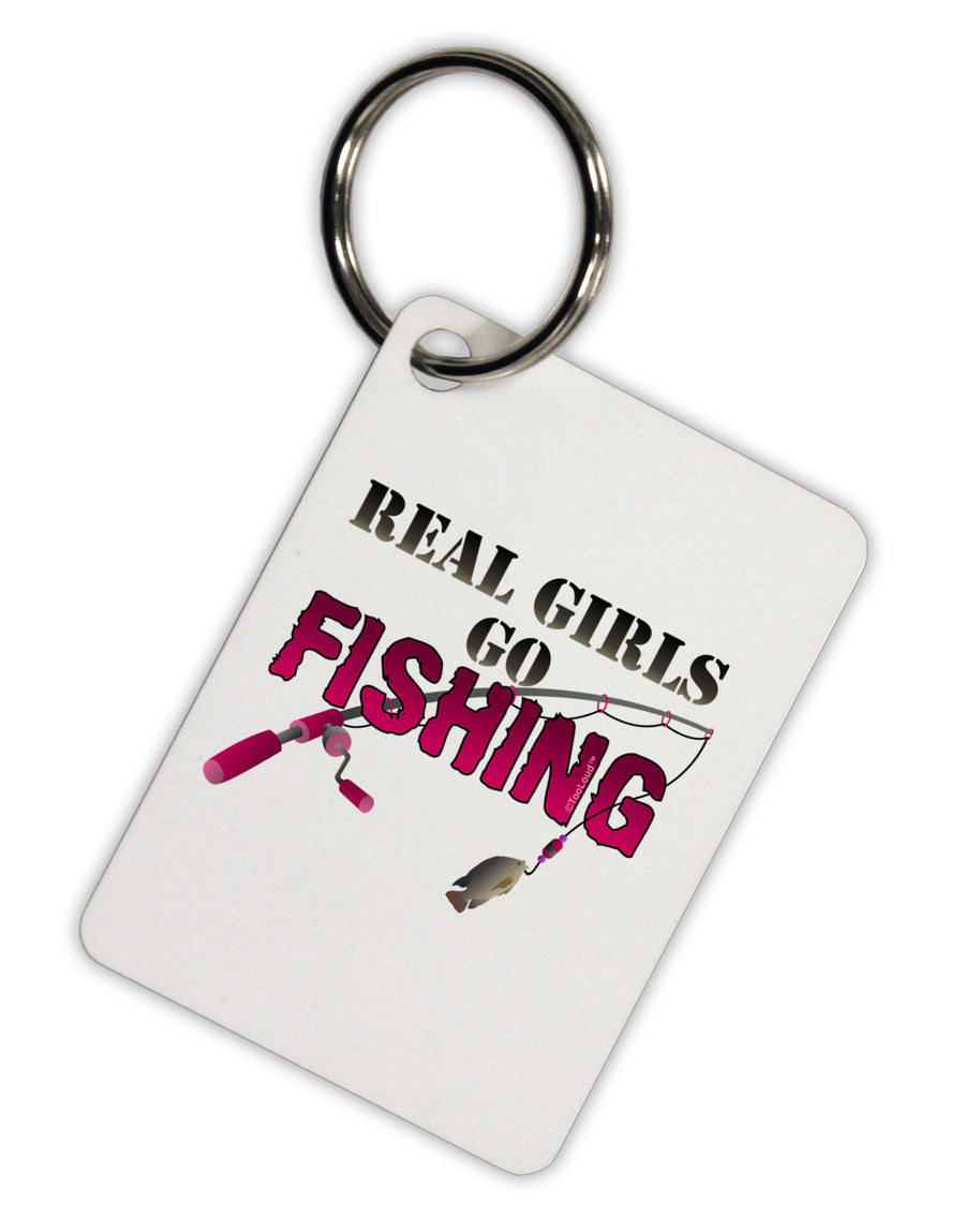 Real Girls Go Fishing Aluminum Keyring Tag-Keyring-TooLoud-White-Davson Sales