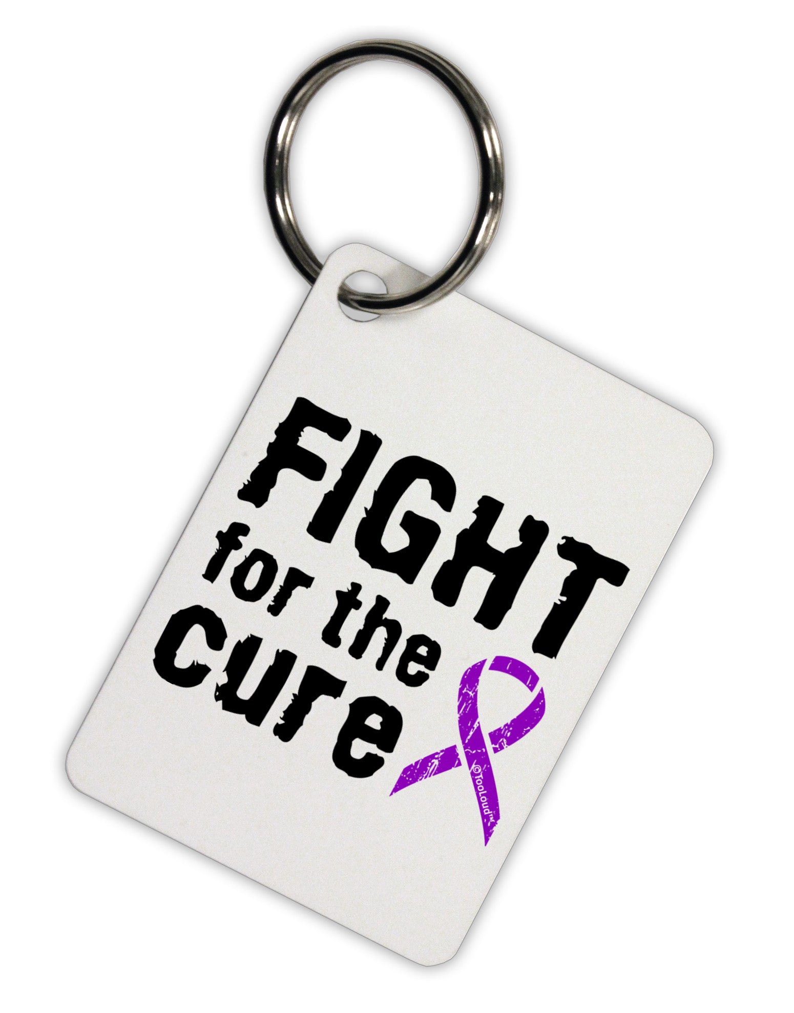Fight for the Cure - Purple Ribbon Epilepsy Aluminum Keyring Tag-Keyring-TooLoud-White-Davson Sales