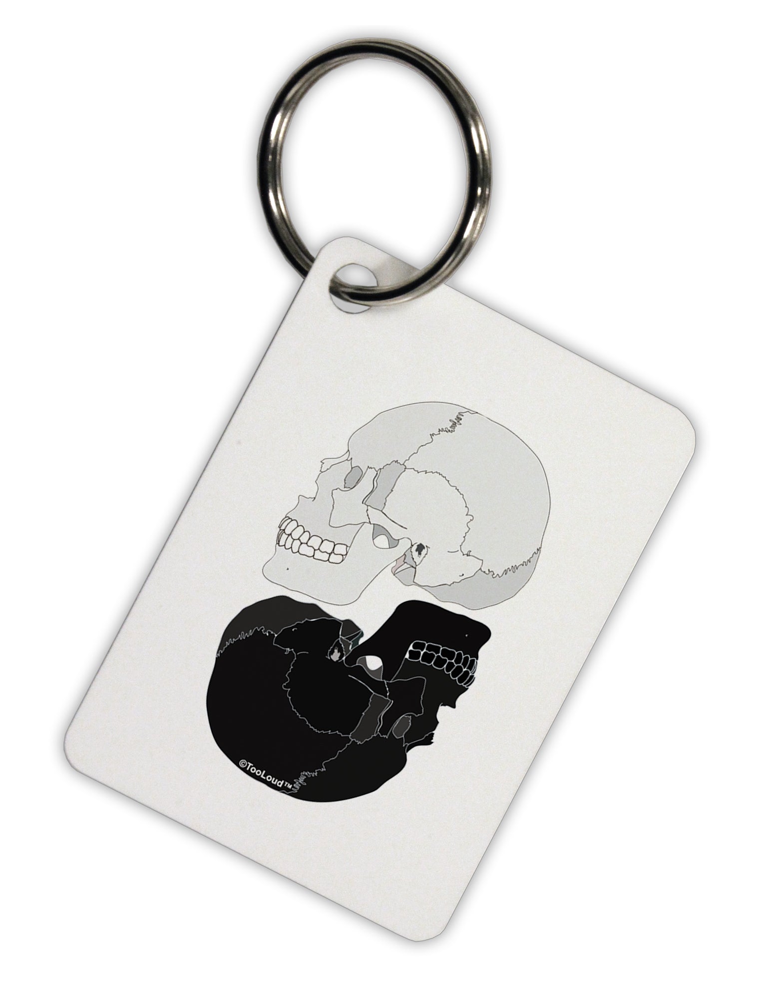 White And Black Inverted Skulls Aluminum Keyring Tag by TooLoud-Keyring-TooLoud-White-Davson Sales